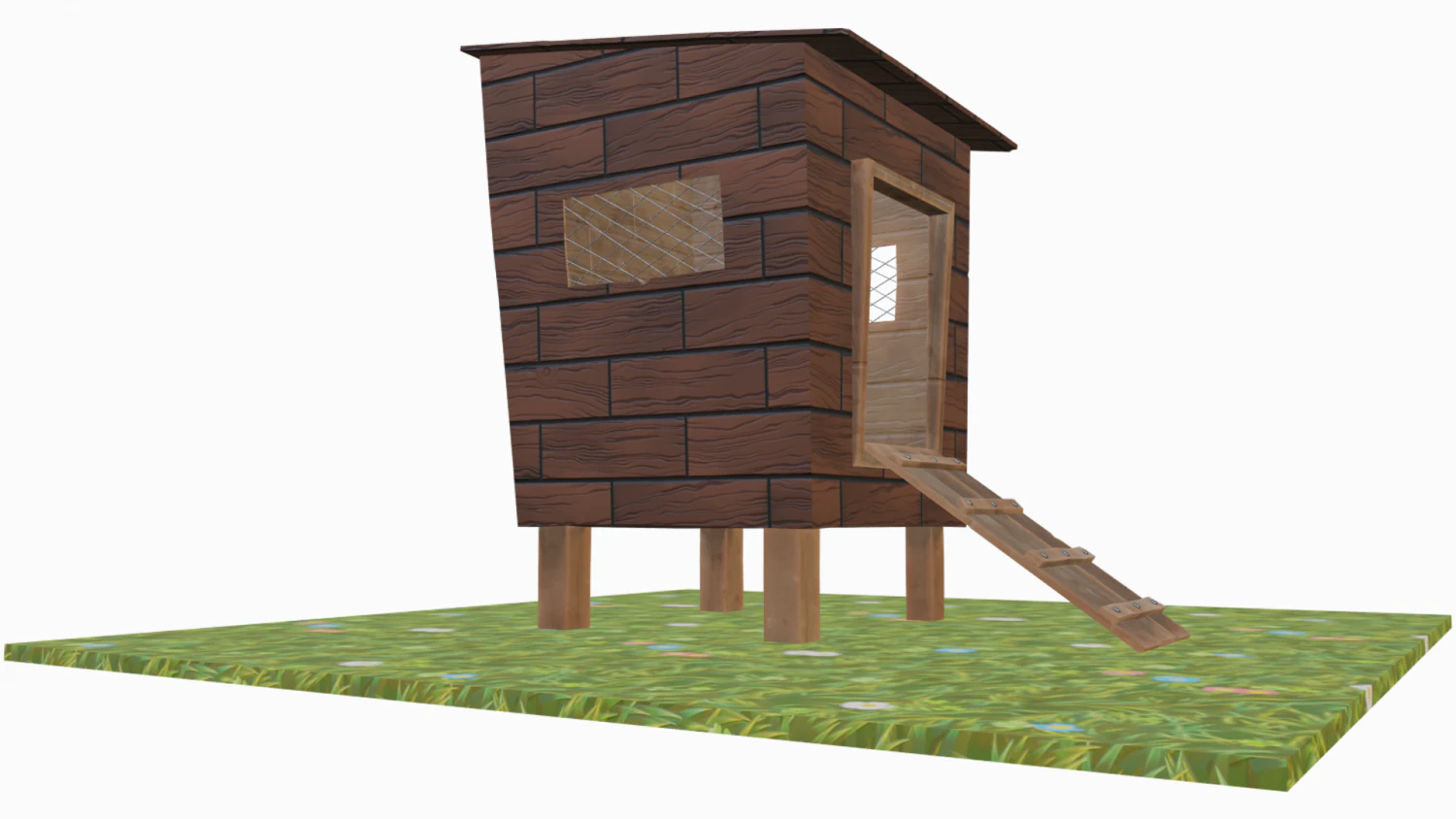 Chicken coop cartoon Low poly 3D Model .c4d .max .obj .3ds .fbx .stl .blend