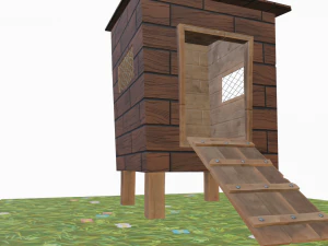 Chicken coop cartoon Low poly 3D Model