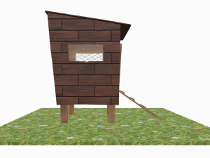 Chicken coop cartoon Low poly 3D Model