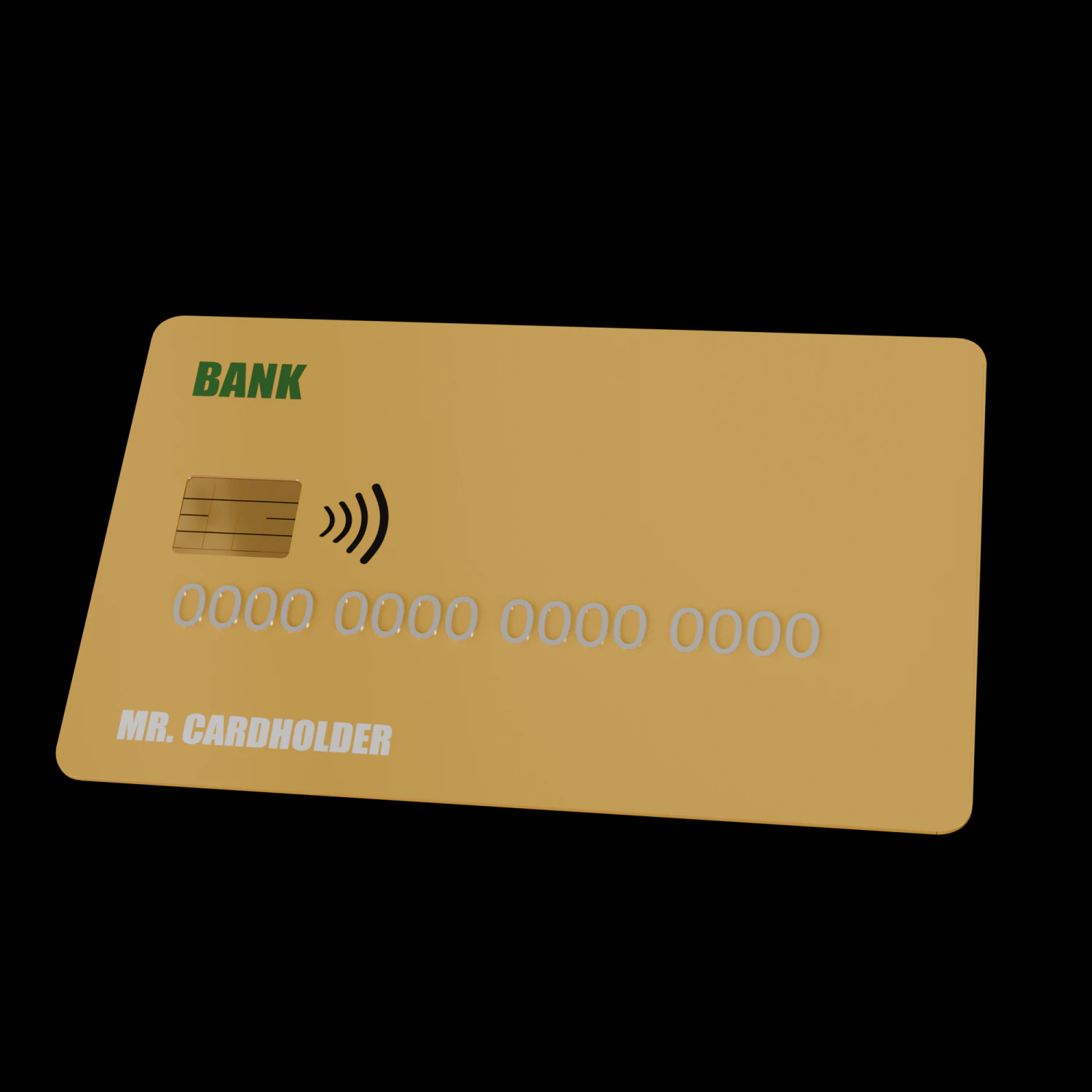 Yellow credit card with chip and magnetic stripe 3D Model .c4d .max .obj .3ds .fbx .stl .blend 