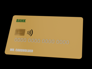 Yellow credit card with chip and magnetic stripe Modelo 3D