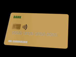 Gele creditcard met chip en magneetstrip 3D Model