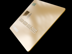 Yellow credit card with chip and magnetic stripe Modello 3D