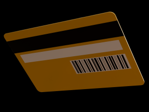 Yellow credit card with chip and magnetic stripe Modello 3D