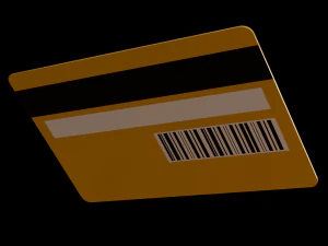 Yellow credit card with chip and magnetic stripe 3D Model
