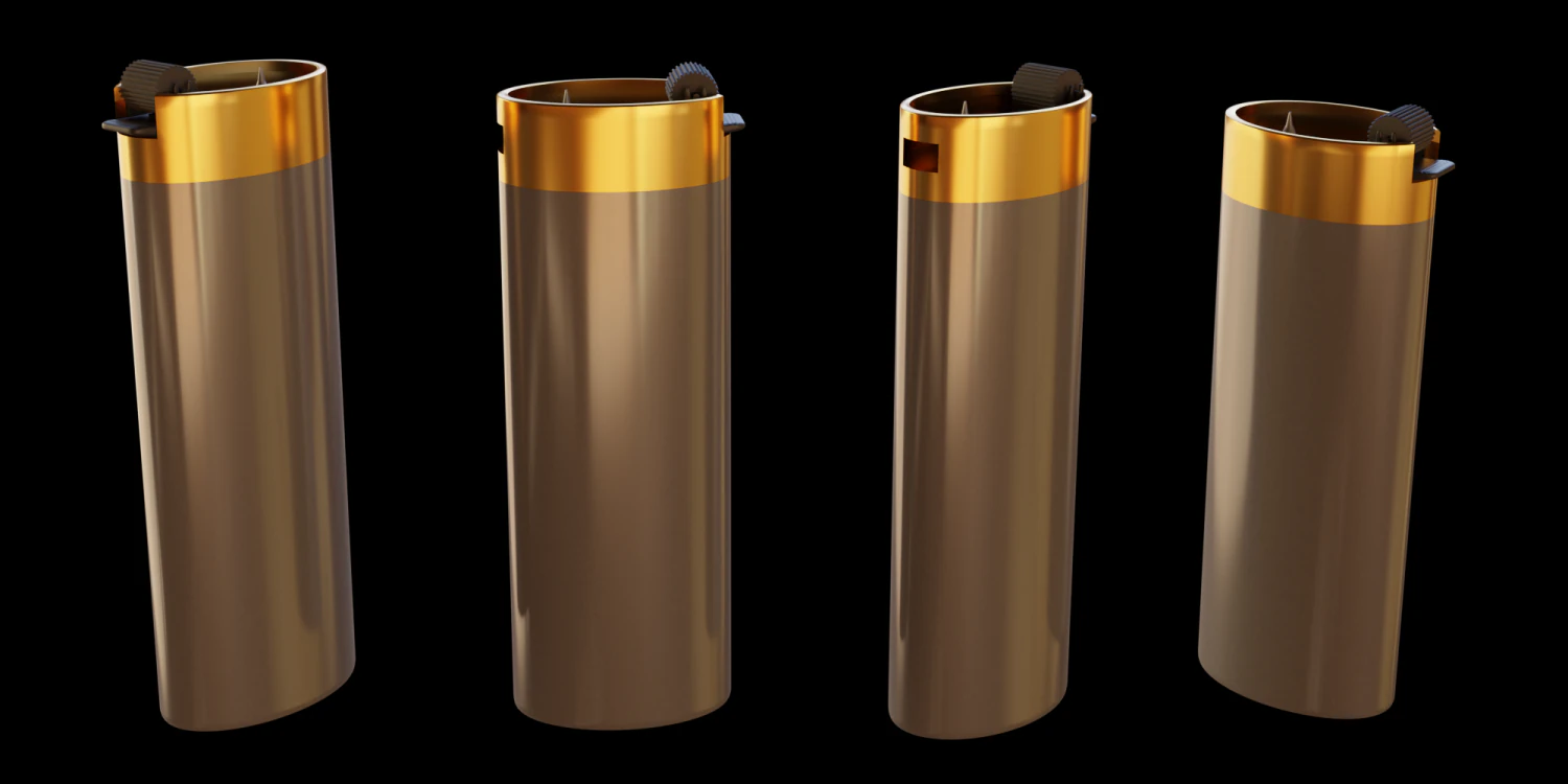 Metal lighter from different angles 3D Model .c4d .max .obj .3ds .fbx .stl .blend 