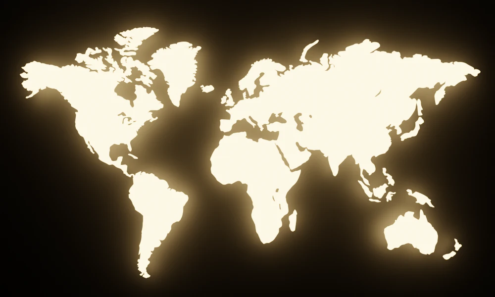 Glowing world map 3D Model .c4d .max .obj .3ds .fbx .stl .blend 