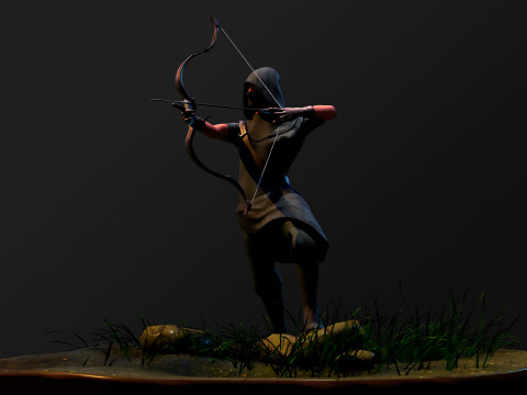 Archer RIGed with bow 3D-Modell