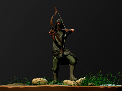 Archer RIGed with bow 3D Model