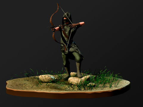 Archer RIGed with bow 3D Model