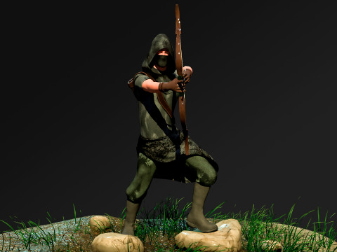 Archer RIGed with bow 3D Model