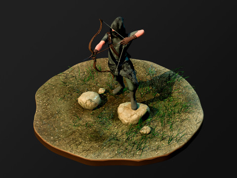 Archer RIGed with bow 3D Model