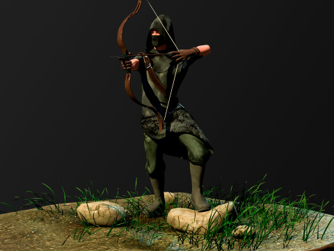Archer RIGed with bow 3D Model