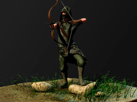 Archer RIGed with bow 3D Model