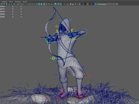 Archer RIGed with bow 3D Model