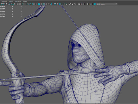 Archer RIGed with bow 3D Model