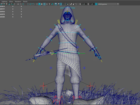 Archer RIGed with bow 3D Model