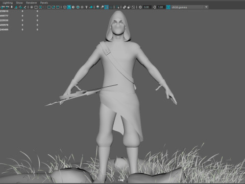 Archer RIGed with bow 3D Model