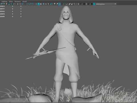 Archer RIGed with bow 3D Model