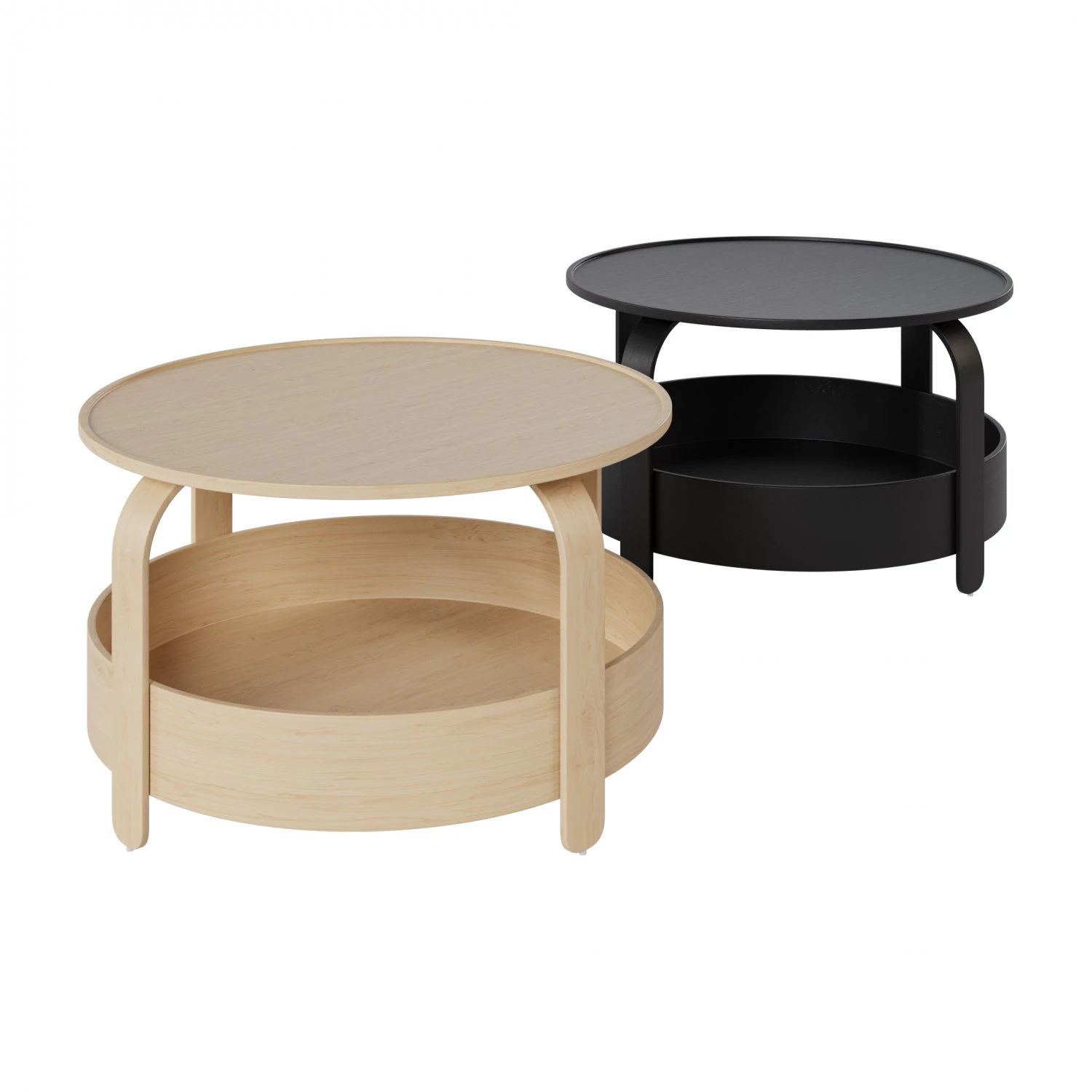 Coffee table with birch texture and black texture 3D Model .c4d .max .obj .3ds .fbx .stl .blend