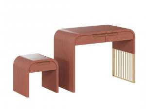 Nightstand vanity table and stool with different wood textures 3D Model