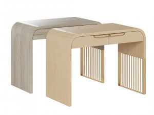 Nightstand vanity table and stool with different wood textures 3D Model