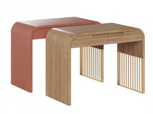 Nightstand vanity table and stool with different wood textures 3D Model