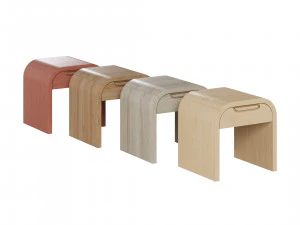 Nightstand vanity table and stool with different wood textures 3D Model
