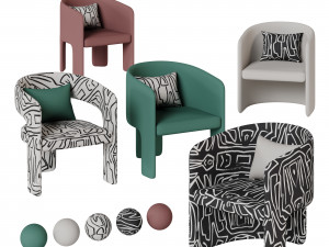 Cali chair collection with five different variations 3D Model