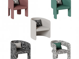 Cali chair collection with five different variations 3D Model