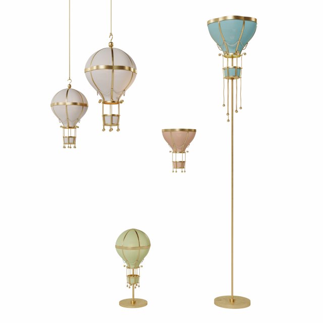 Flying balloon themed lamp collection Model 3D .c4d .max .obj .3ds .fbx .stl .blend 
