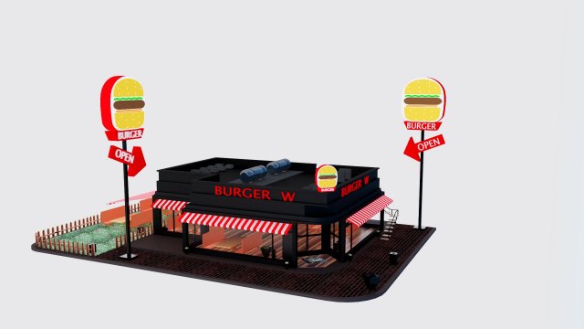 Burger Restaurant Modelo 3D .c4d .max .obj .3ds .fbx .stl .blend 