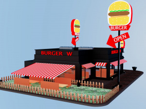 Burger Restaurant Modelo 3D