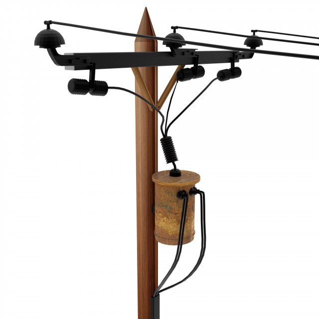 Wooden Power and Telephone Lines 3Dモデル .c4d .max .obj .3ds .fbx .stl .blend 