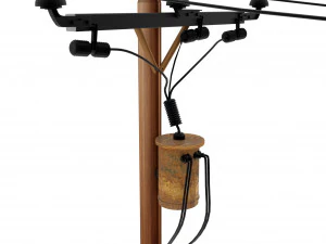 木制电源线和电话线 3D 模型