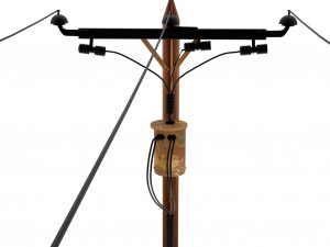 Wooden Power and Telephone Lines 3Dモデル