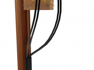 Listrik Kayu dan Saluran Telepon Model 3D