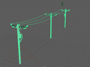 Wooden Power and Telephone Lines 3Dモデル