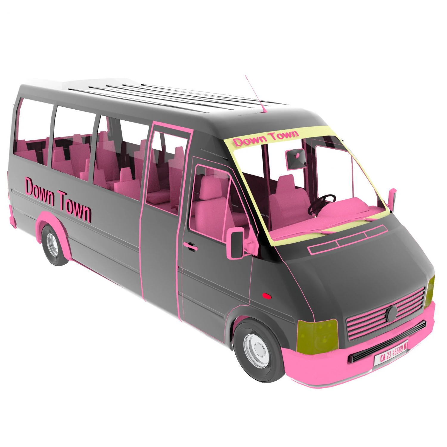 Minibus 3D Model .c4d .max .obj .3ds .fbx .stl .blend 