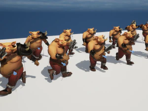 Wojownik świni low-poly Low-poly Model 3D