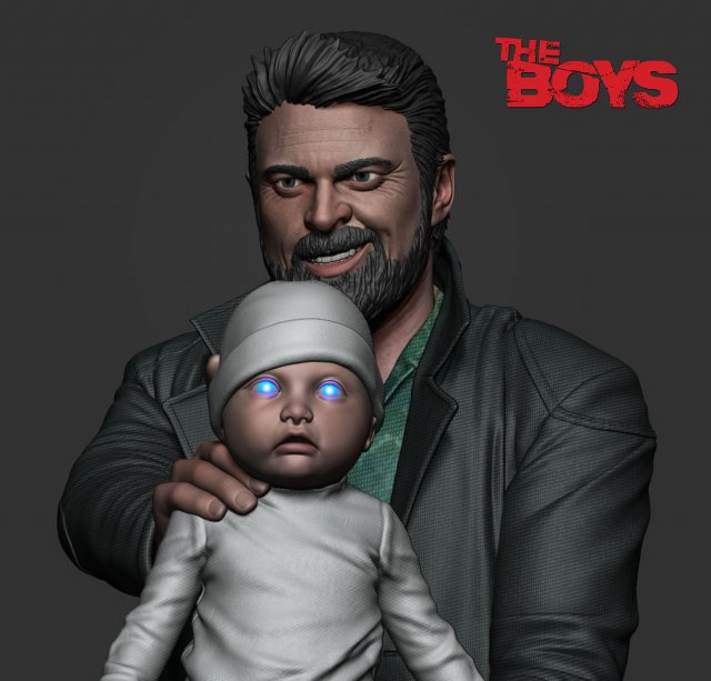 Karl Urban - Butcher and baby 3D Print Model .c4d .max .obj .3ds .fbx .stl .blend 