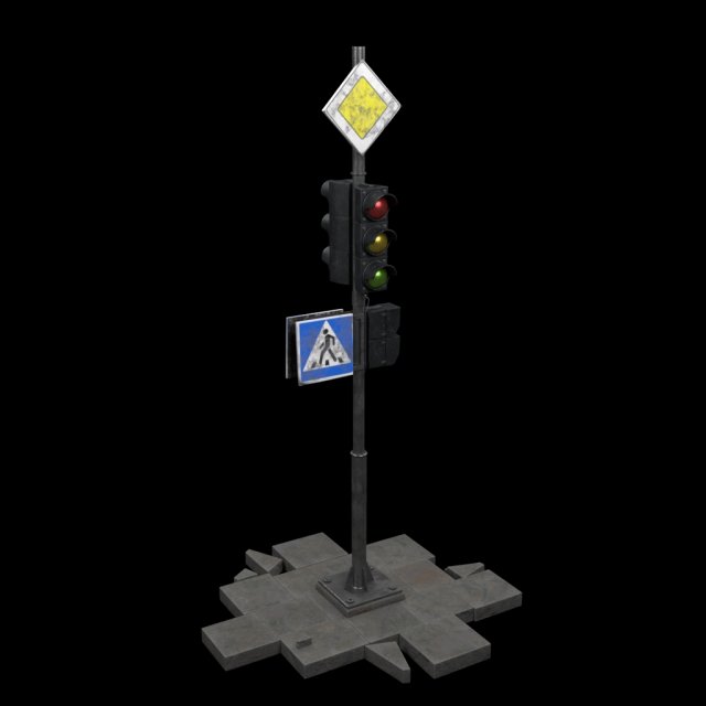 Traffic light 3D Model .c4d .max .obj .3ds .fbx .stl .blend 