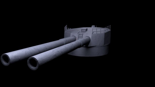 Battlle Ship Kawachi artillery 3D-Modell .c4d .max .obj .3ds .fbx .stl .blend 