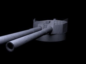 Battlle Ship Kawachi artillery 3D Model
