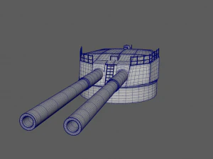 Artiglieria della nave da battaglia Kawachi Modello 3D