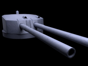 Battlle Ship Kawachi artillery2 3D Модель