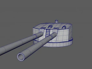Battlle Ship Kawachi artillery2 3D Model