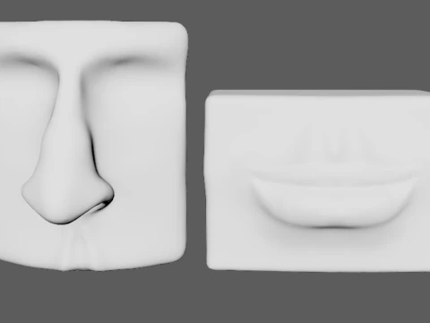 Geometric Face Sculptures 3D Model