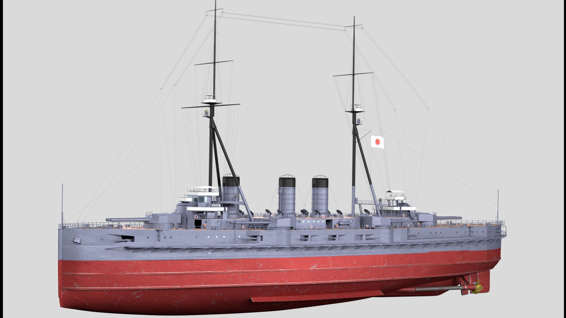 IJN Kawachi Japanese Battleship 3D Model .c4d .max .obj .3ds .fbx .stl .blend