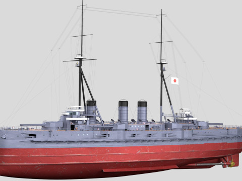 IJN Kawachi Japanese Battleship Model 3D